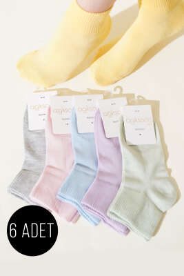 Pazarium - Bayan 6'lı Sport Lastik Kısa Konç Çorap Asorti 1
