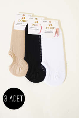 Pazarium - Bayan 3'lü Kaydırmaz Sneakers Çorap Asorti 1