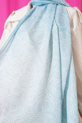 Çizgi Gül Desen Soft Şal Mint - Thumbnail