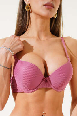 Pazarium - Double Push Up Fitilli Sütyen Gül Kurusu