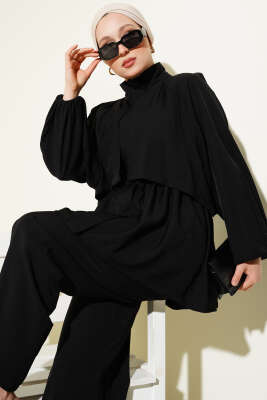 Bolero Detaylı İkili Takım Siyah - Thumbnail