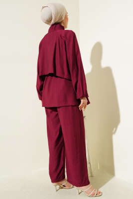 Bolero Detaylı İkili Takım Bordo - Thumbnail