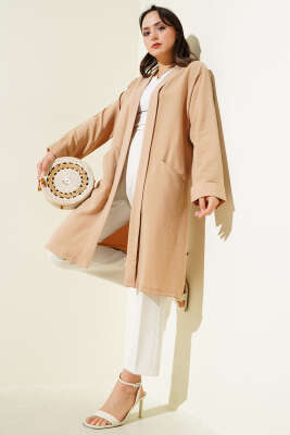 Pazarium - Önü Açık Cepli Hırka Latte