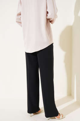 Bel Ribana Detaylı Pantolon Siyah - Thumbnail