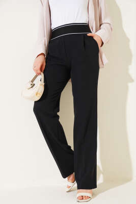 Bel Ribana Detaylı Pantolon Siyah - Thumbnail