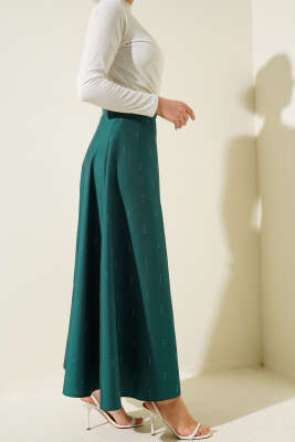 Sıra Taşlı Etek Yeşil - Thumbnail