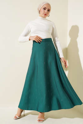 Sıra Taşlı Etek Yeşil - Thumbnail