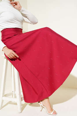 Pazarium - Sıra Taşlı Etek Bordo