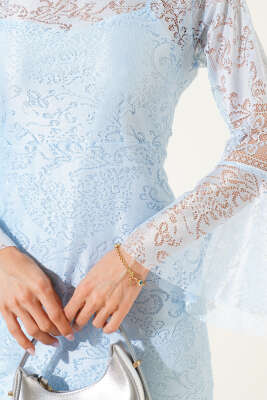 Astarlı Tül Elbise Bebe Mavi - Thumbnail