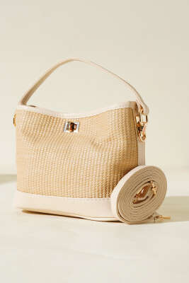 Hasır Görünümlü Çanta Krem - Thumbnail