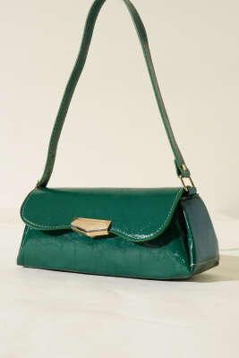 Mıknatıs Kapaklı Rugan Çanta Zümrüt - Thumbnail