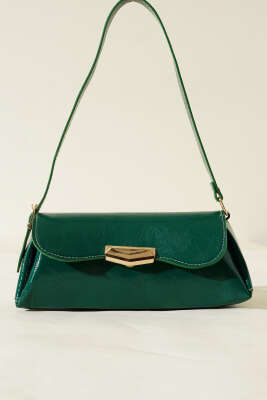 Mıknatıs Kapaklı Rugan Çanta Zümrüt - Thumbnail