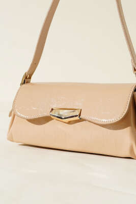 Mıknatıs Kapaklı Rugan Çanta Latte - Thumbnail