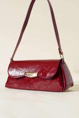 Mıknatıs Kapaklı Rugan Çanta Bordo - Thumbnail