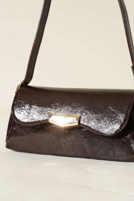 Mıknatıs Kapaklı Rugan Çanta Acı Kahve - Thumbnail