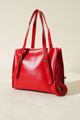 Pazarium - Kemer Askılı Kare Çanta Kırmızı