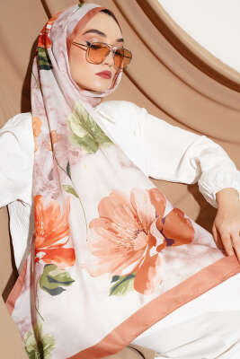 Pazarium - Retro Çiçek Desenli Şal Taba