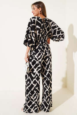 Sırt İp Detaylı Crop İkili Takım Siyah - Thumbnail