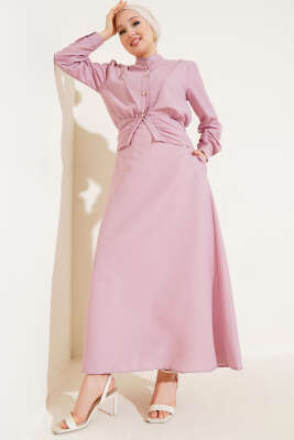 Pazarium - V Alerli Ceketli Jile Takım Pudra