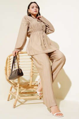 Bel Lastikli Tünelli İkili Takım Vizon - Thumbnail