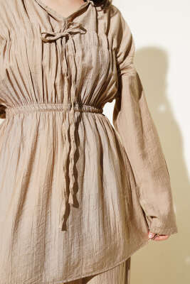 Bel Lastikli Tünelli İkili Takım Vizon - Thumbnail