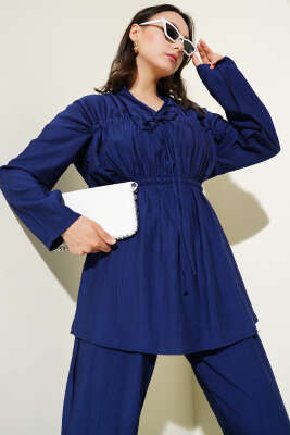 Bel Lastikli Tünelli İkili Takım Lacivert - Thumbnail