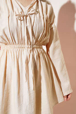 Bel Lastikli Tünelli İkili Takım Bej - Thumbnail