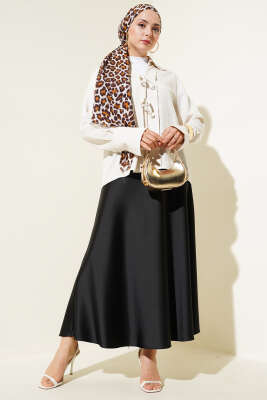 Önü Bağcık Detaylı Keten Bluz Bej - Thumbnail