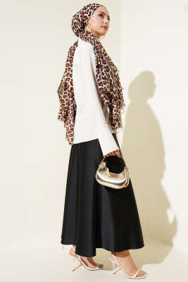 Önü Bağcık Detaylı Keten Bluz Bej - Thumbnail