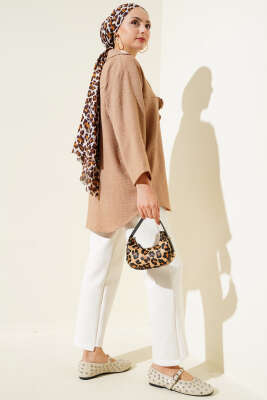 Önden Bağlamalı Kimono Camel - Thumbnail