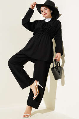 Pazarium - Bel Lastikli Tünelli İkili Takım Siyah
