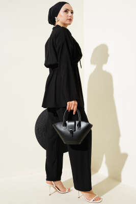 Bel Lastikli Tünelli İkili Takım Siyah - Thumbnail