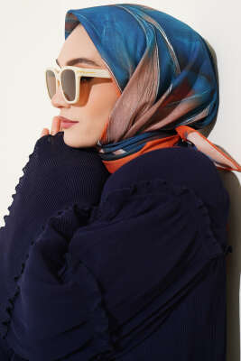 Tuval Desen Eşarp Tarçın - Thumbnail