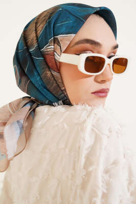 Tuval Desen Eşarp Bej - Thumbnail