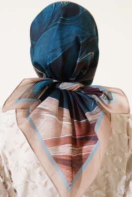 Tuval Desen Eşarp Bej - Thumbnail