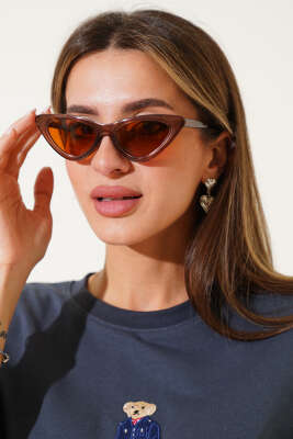 Pazarium - Flora Serisi Cat Eye Gözlük Taba