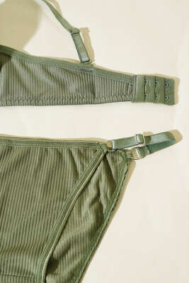 Double Push Up Fitilli Sütyen Takım Haki - Thumbnail