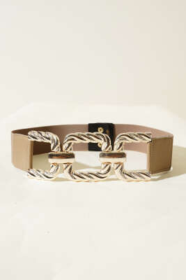 Pazarium - Metal Tokalı Kemer Vizon