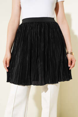 Pazarium - Yarım Gömlek Altı Pileli İçlik Siyah