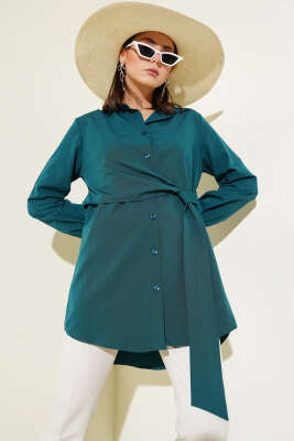 Pazarium - Yandan Bağlamalı Tunik Petrol