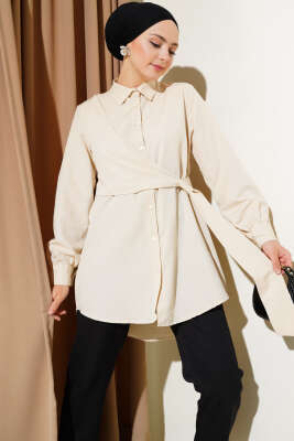 Pazarium - Yandan Bağlamalı Tunik Bej