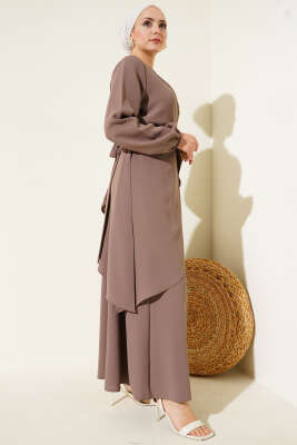 Bel Kuşaklı İkili Takım Sütlü Kahve - Thumbnail