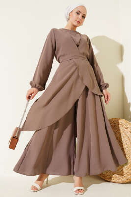 Bel Kuşaklı İkili Takım Sütlü Kahve - Thumbnail