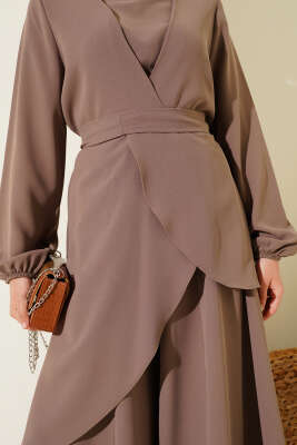 Bel Kuşaklı İkili Takım Sütlü Kahve - Thumbnail