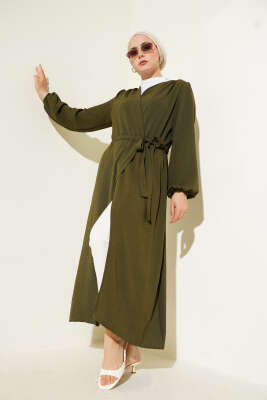 Bel Tünelli Bağlamalı Kap Haki - Thumbnail