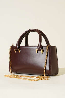 Pazarium - Zincir Askılı Mıknatıslı Çanta Acı Kahve