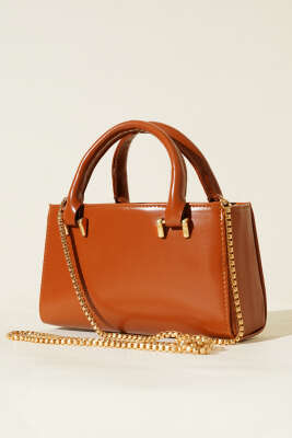 Pazarium - Zincir Askılı Mıknatıslı Çanta Taba