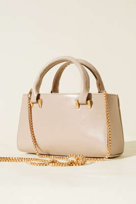 Pazarium - Zincir Askılı Mıknatıslı Çanta Bej