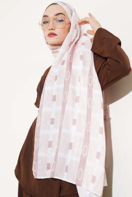 Desenli Bambu Kraş Şal Bej - Thumbnail