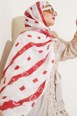 Pazarium - Desenli Bambu Kraş Şal Kiremit